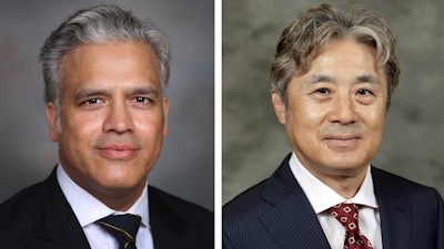 Suheb Haq (left) of General Motors will serve as the first president of Fuel Cell System Manufacturing, and Tomomi Kosaka of Honda will be the new company’s vice president.