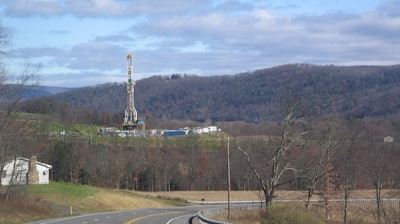 A Marcellus Shale gas drilling tower.