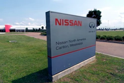 FILE - This sign photographed April 20, 2011, proclaims the location of the Nissan auto manufacturing facility in Canton, Miss. The United Auto Workers union charges Friday, March 3, 2017, that Nissan Motor Co. broke federal labor law hours less than two days before a Saturday rally in Mississippi where U.S. Sen. Bernie Sanders and others plan to speak in favor of unionization. The UAW says that on Thursday, a company security guard wrongfully stopped workers from handing out literature and asking fellow employees to authorize a union vote outside a gate of the Canton plant.