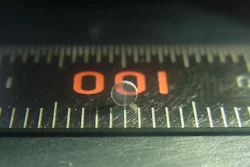 This is a sample of transparent polycrystalline cubic silicon nitride with a diameter of approximately two millimeters, synthesized at DESY.