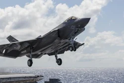 An F-35C Lightning II takes off from USS George Washington (CVN-73) during F-35C Development Test III.