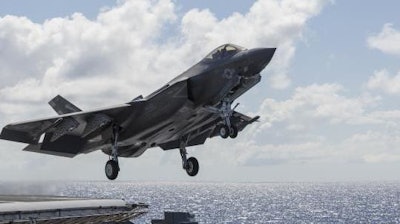 An F-35C Lightning II takes off from USS George Washington (CVN-73) during F-35C Development Test III.