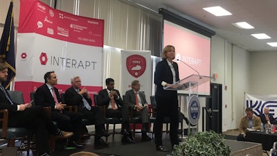 Head of the Office of the CTO, Megan Smith, speaks at the event in Kentucky.