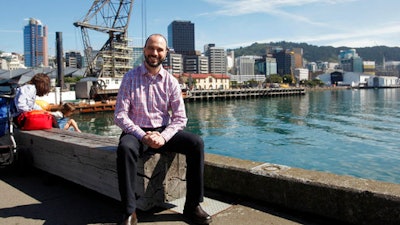 Tech developer Nick Piesco poses for a photo in Wellington, New Zealand Friday, March 10, 2017. Local authorities and businesses are offering free trips to New Zealand for 100 tech workers from around the globe as they seek to boost the city's growing tech hub.