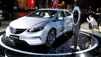 The Buick Velite 5 extended range electric hybrid at a global launch event ahead of the Shanghai Auto 2017 show in Shanghai, China.