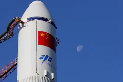 In this Monday, April 17, 2017 photo released by China's Xinhua News Agency, a Long March 7 rocket carrying the Tianzhou 1 is transferred to the launching site in Wenchang, south China's Hainan Province. China is preparing to launch its first unmanned cargo spacecraft on a mission to dock with the country's space station. The Tianzhou 1 was due to blast off at 7:41 p.m. (1141 GMT) Thursday atop a latest-generation Long March 7 rocket from China's newest spacecraft launch site.