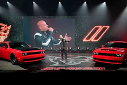 Actor Vin Diesel speaks during the unveiling of the 2018 Dodge Challenger SRT Demon during a media preview for the New York International Auto Show, Tuesday, April 11, 2017, in New York.