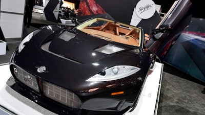 The Spyker C8 Preliator is shown during a media preview at the New York International Auto Show, at the Jacob Javits Center in New York, Thursday, April 13, 2017.