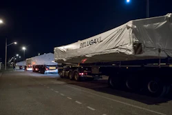 The first large sections of Airbus’ next-generation transport aircraft – the BelugaXL – are transported to the final assembly facility in Toulouse, France.