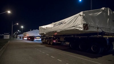 The first large sections of Airbus’ next-generation transport aircraft – the BelugaXL – are transported to the final assembly facility in Toulouse, France.