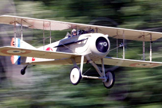 In this July 6, 2014 file photo, Christopher Bulko pilots a Spad VII reproduction bi-plane during an air show at the Old Rhinebeck Aerodrome in Rhinebeck, N.Y. Fighter aircraft such as the Spad VII were used for the first time during World War I. Thursday, April 6, 2017, marks the 100th anniversary of the U.S. entry into World War I, and some of the innovations that were developed or came into wide use during the conflict are still with us today.