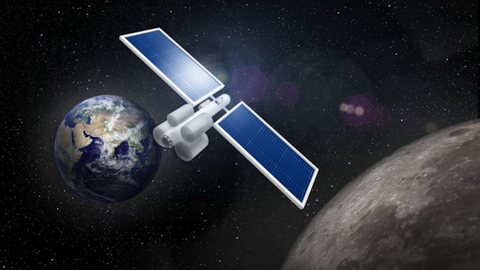 Between the Earth and the moon: An artist’s rendering of a refueling depot for deep-space exploration.