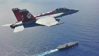 A U s Navy F A 18 F Super Hornet Aircraft Assigned To Strike Fighter Squadron Vfa 102 Flies Past The Aircraft Carrier Uss George Washington Cvn 73 In The Philippine Sea Aug 21 2013 130821 N Zz999 0047 591efa0e735c5