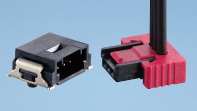 The single row, wire-to-board MiniBridge Koshiri connector from ERNI Electronics.