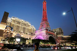 A replica of the Eiffel Tower of Parisian Macao in Macau, China.
