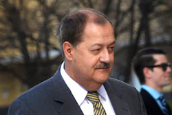 In a Wednesday, April 6, 2016, file photo, former Massey CEO Don Blankenship is escorted by Homeland Security officers from the Robert C. Byrd U.S. Courthouse in Charleston, W. Va. Blankenship has asked President Donald Trump to resist attempts in Congress to enhance criminal penalties for coal executives who violate mine safety and health standards. Blankenship, who recently was freed from federal prison, also asked the president in a letter Tuesday, May 16, 2017, to re-examine a federal investigation into the nation's worst coal mining disaster in four decades.