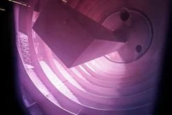 FILE - In this Friday, Oct. 21, 2016, file photo, pellets from recycled plastic bottles is exposed to ultraviolet light as it is processed at the Repreve Bottle Processing Center, part of the Unifi textile company, in Yadkinville, N.C. On Monday, May 1, 2017, the Institute for Supply Management, a trade group of purchasing managers, issues its index of manufacturing activity for April.