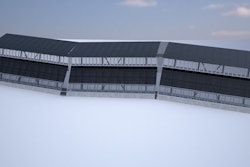 This undated rendering provided by Gleason Partners LLC shows shows sections South Side (Mexico) connected like a snake along the border. Solar panels would cover sections of the wall proposed by Las Vegas-based Gleason Partners LLC so it could generate power. The wall's solar panel system would generate 2.0 megawatts of electricity per hour, according to the company's proposal.