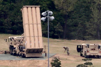 In this May 2, 2017, file photo, a U.S. missile defense system called Terminal High Altitude Area Defense, or THAAD, is installed on a golf course in Seongju, South Korea.