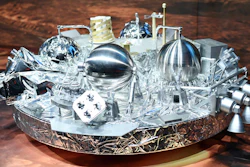 A model of Schiaparelli, the mars landing device, on display at the European Space Agency.