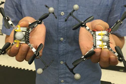 The quadcopters wear virtual 'top hats,' to avoid flying underneath each other.