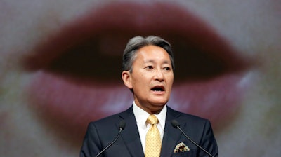 Sony Corp. Chief Executive Kazuo Hirai outlines its strategy at the company's headquarters in Tokyo Tuesday, May 23, 2017. Sony's leader is promising a comeback for the Japanese electronics and entertainment company having its best profitability in two decades.