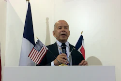 Michael Herta, the head of the U.S. Federal Aviation Administration, speaks at the Paris Air Show on Tuesday, June 20, 2017. In an Associated Press interview, Huerta called the rapid development of the drone industry 'a huge game-changer' for aviation.