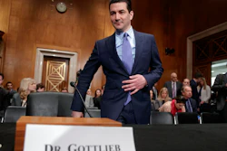 In this Wednesday, April 5, 2017, file photo, Dr. Scott Gottlieb, President Donald Trump's nominee to head the Food and Drug Administration, appears at his confirmation hearing before the Senate Committee on Health, Education, Labor, and Pensions, on Capitol Hill in Washington. The Food and Drug Administration is making two moves to rapidly increase the number of generic prescription drugs on sale in an effort to make medicines affordable and prevent future price gouging. New commissioner Gottlieb says the FDA will now give priority reviews to potential generic drugs until at least three are on the market. That’s the level at which prices tend to drop sharply, up to 85 percent off the brand-name price.