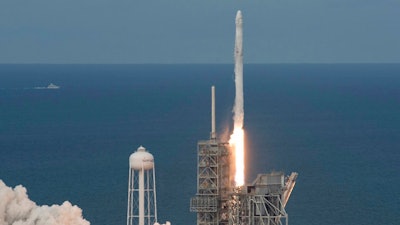 In this photo provided by NASA, the SpaceX Falcon 9 rocket, with the Dragon spacecraft onboard, launches from pad 39A at NASA's Kennedy Space Center in Cape Canaveral, Fla, Saturday, June 3, 2017. SpaceX launched its first recycled cargo ship to the International Space Station on Saturday, yet another milestone in its bid to drive down flight costs.