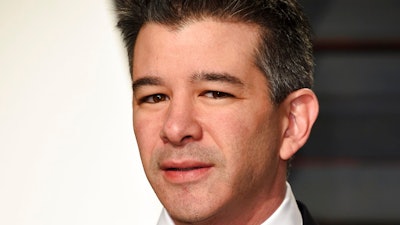 In this Sunday, Feb. 26, 2017, file photo, Uber CEO Travis Kalanick arrives at the Vanity Fair Oscar Party in Beverly Hills, Calif. Kalanick resigned under pressure from investors at a pivotal time for Uber. Uber's board confirmed the move early Wednesday, June 21, saying in a statement that Kalanick is taking time to heal from the death of his mother in a boating accident 'while giving the company room to fully embrace this new chapter in Uber's history.'
