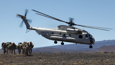 The Marine Corps retired the CH-53D Sea Stallion helicopter during a “sundown ceremony” Feb. 10, 2012.