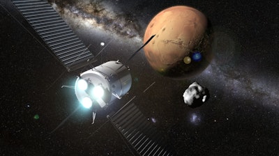Mars mission with plasma rockets concept.