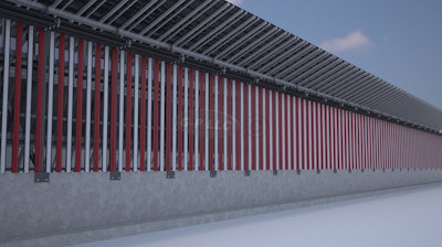 This image provided by Gleason Partners LLC shows a rendering of the side of a border wall concept that faces the U.S. that incorporates solar panels into the design.