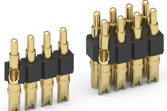 The single row 824-22-0XX-00-005000 and double row 826-22-0XX-00-005000 spring loaded connectors from Mill-Max.