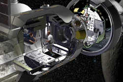 Lockheed Martin artist rendering of the NextSTEP habitat docked with Orion in cislunar orbit as part of a concept for the Deep Space Gateway. Orion will serve as the habitat’s command deck in early missions, providing critical communications, life support and navigation to guide long-duration missions.