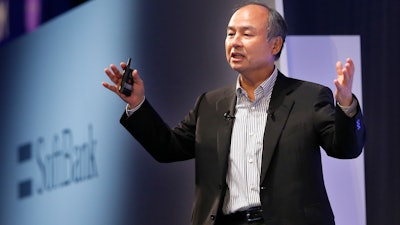 SoftBank Group Corp. Chief Executive Officer Masayoshi Son speaks during a SoftBank World presentation at a hotel in Tokyo, Thursday, July 20, 2017. Son, Japan’s richest person, told Softbank customers and partners gathered that he believes massive data will help treat cancer, deliver accident-free driving and grow safer food.