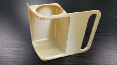 A final first class lavatory part that was 3D printed in ULTEM 9085 material with the Stratasys Fortus 900mc Aircraft Interiors Certification Solution.