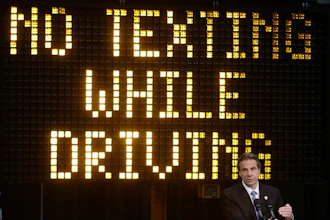 In this May 31, 2013 file photo, New York Gov. Andrew Cuomo speaks during a news conference to announce the increase in penalties for texting while driving in New York. New York state is set to study the use of a device known as the “textalyzer” that would allow police to determine whether a motorist involved in a serious crash was texting while driving. Cuomo announced Wednesday, July 26, 2017, that he would direct the Governor’s Traffic Safety Committee to examine the technology, as well as the privacy and constitutional questions it could raise.
