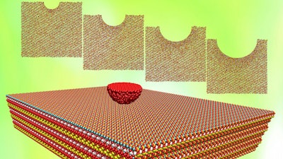 Indented tobermorite, a natural analog to the calcium-silicate-hydrate mix in cement, responds differently than bulk tobermorite, depending on the size of the indentation and the force. Layers that bond through indentation remain that way after the force is removed, according to Rice University engineers.