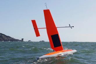 In this April 14, 2017 photo provided by Saildrone, a Saildrone vehicle maneuvers during a data collection mission in the Pacific Ocean off the California coast. The autonomous sailing vessel, which would provide surveillance and reconnaissance for the U.S. Navy without the need for manned crews or human pilots, was designed with the help of funding from the U.S. Defense Department's Defense Innovation Unit Experimental, which works with contractors to fund and develop solutions for the military's toughest technology challenges.