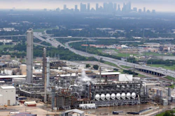 This aerial photo shows the Flint Hills Resources oil refinery near downtown Houston on Tuesday, Aug. 29, 2017.
