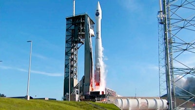In this photo taken from video provided by NASA, Atlas V rocket liftoff from from Cape Canaveral, Fla., Friday, Aug. 18, 2017. NASA launched the last of its longtime tracking and communication satellites on Friday, a vital link to astronauts in orbit as well as the Hubble Space Telescope. The end of the era came with a morning liftoff of TDRS-M, the 13th in the venerable Tracking and Data Relay Satellite network. It rode toward orbit aboard an unmanned Atlas V rocket.