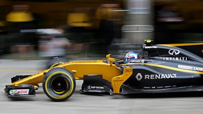 Renault Sport Formula One Team race cars in action.