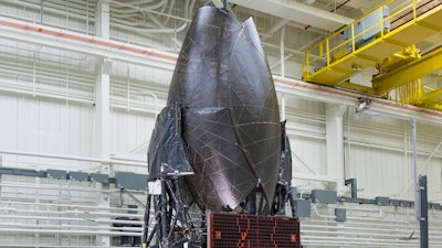 Boeing-built TDRS-M working its way through Boeing’s El Segundo satellite factory as it readies for launch.