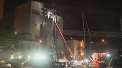 KFVS reports the fire at Buzzi Unicem USA began late Monday when about eight workers were in the building.