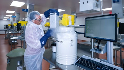 In this July 9, 2015, photo, provided by Novartis Pharmaceuticals Corp., human T cells belonging to cancer patients arrive at Novartis Pharmaceuticals Corp.'s Morris Plains, N.J., facility. The Food and Drug Administration (FDA) approved the first treatment that genetically engineers patients’ own blood cells into an army of leukemia-fighting assassins. Manufacturer Novartis will create those turbocharged cells in this facility and ship them back to hospitals to infuse into patients.
