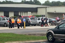 Emergency crews outside of Southern Filter Media.