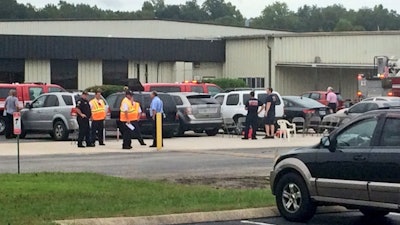 Emergency crews outside of Southern Filter Media.