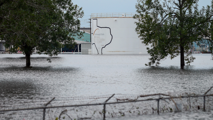 The Arkema Inc. chemical plant is flooded from Tropical Storm Harvey, Wednesday, Aug. 30, 2017, in Crosby, Texas. The plant, about 25 miles (40.23 kilometers) northeast of Houston, lost power and its backup generators amid Harvey’s dayslong deluge, leaving it without refrigeration for chemicals that become volatile as the temperature rises.