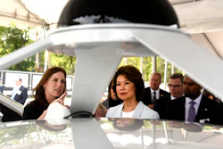 U.S. Transportation Secretary Elaine Chao, right, looks at the Lidar system with Jill Sciarappo, senior director, Intel Automated Driving Group, Tuesday, Sept. 12, 2017, at the University of Michigan, in Ann Arbor, Mich., where she announced new voluntary safety guidelines for self-driving cars during a visit to an autonomous vehicle testing facility at the school. The new guidelines update policies issued last fall by the Obama administration, which were also largely voluntary.